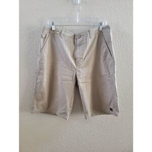 DC Mens Flat Front Casual Shorts Mid Length Khaki Size 34